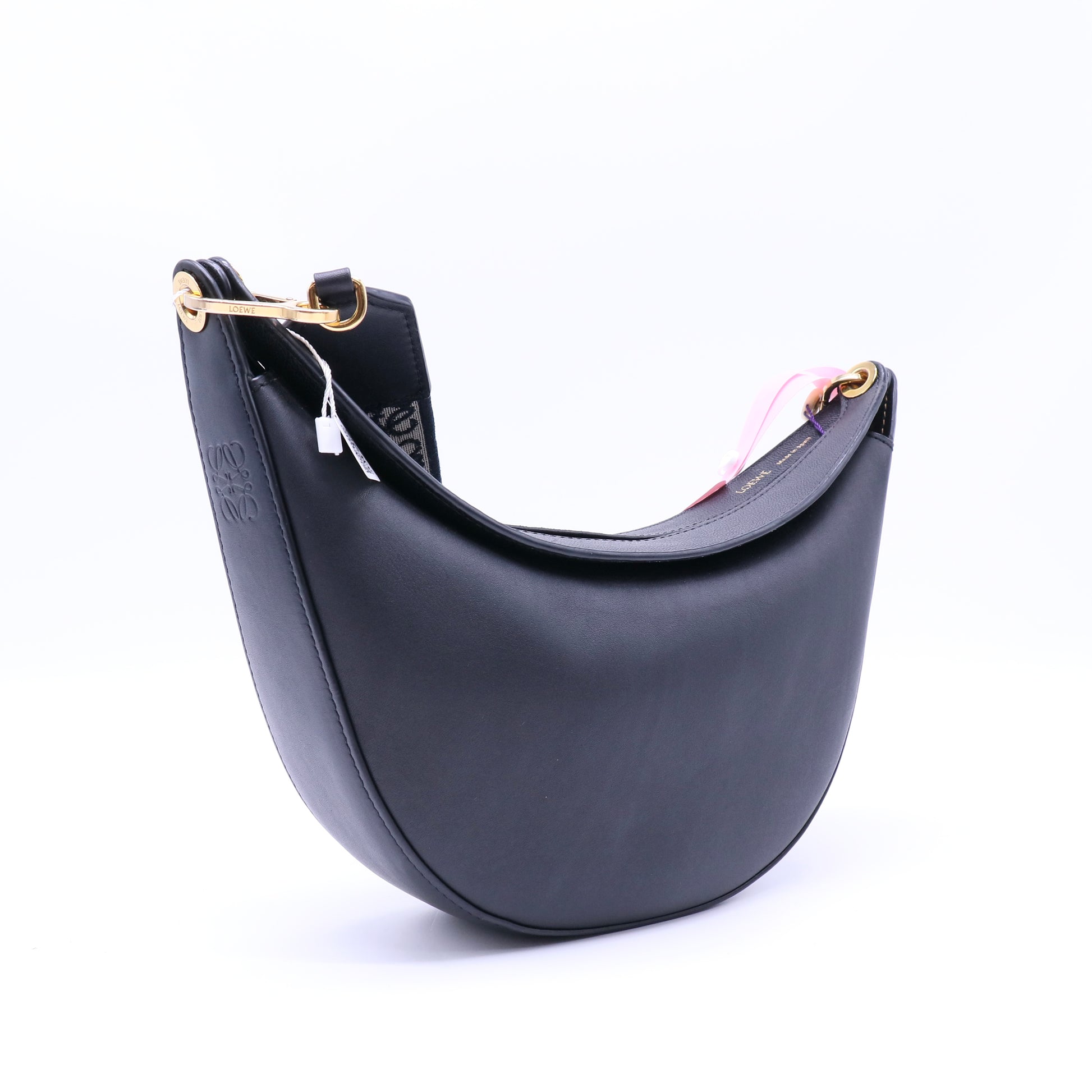 Loewe Luna Bag in Satin Calfskin and Jacquard Black Twins LDJ4303