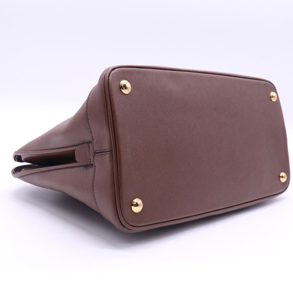 Prada Saffiano Lux Medium Open Promenade Tote Cacao B21038