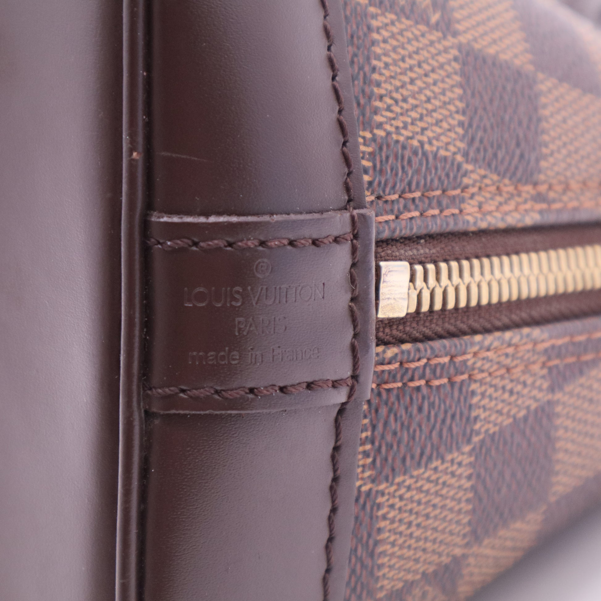 Alma Damier Ebene Coated Canvas Top Handle Bag