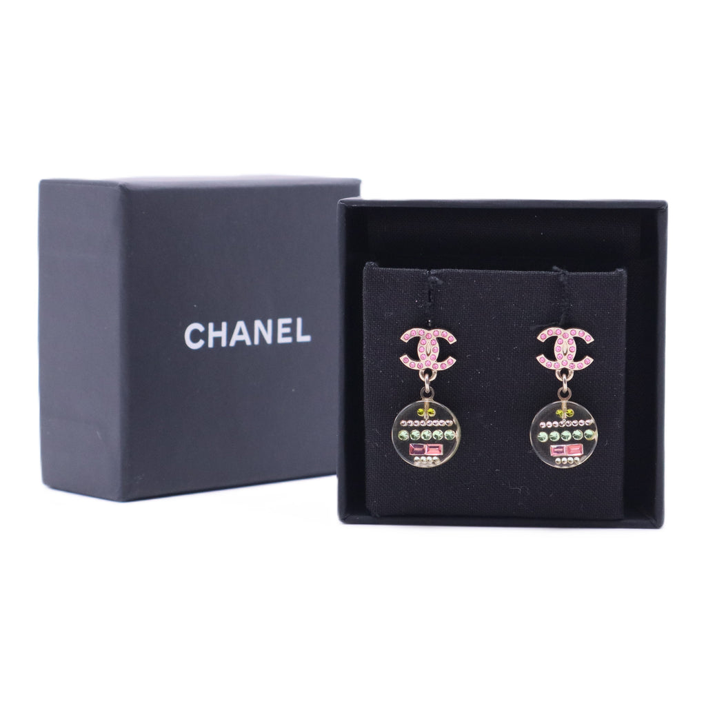 Resin & Strass CC Single Drop Earrings