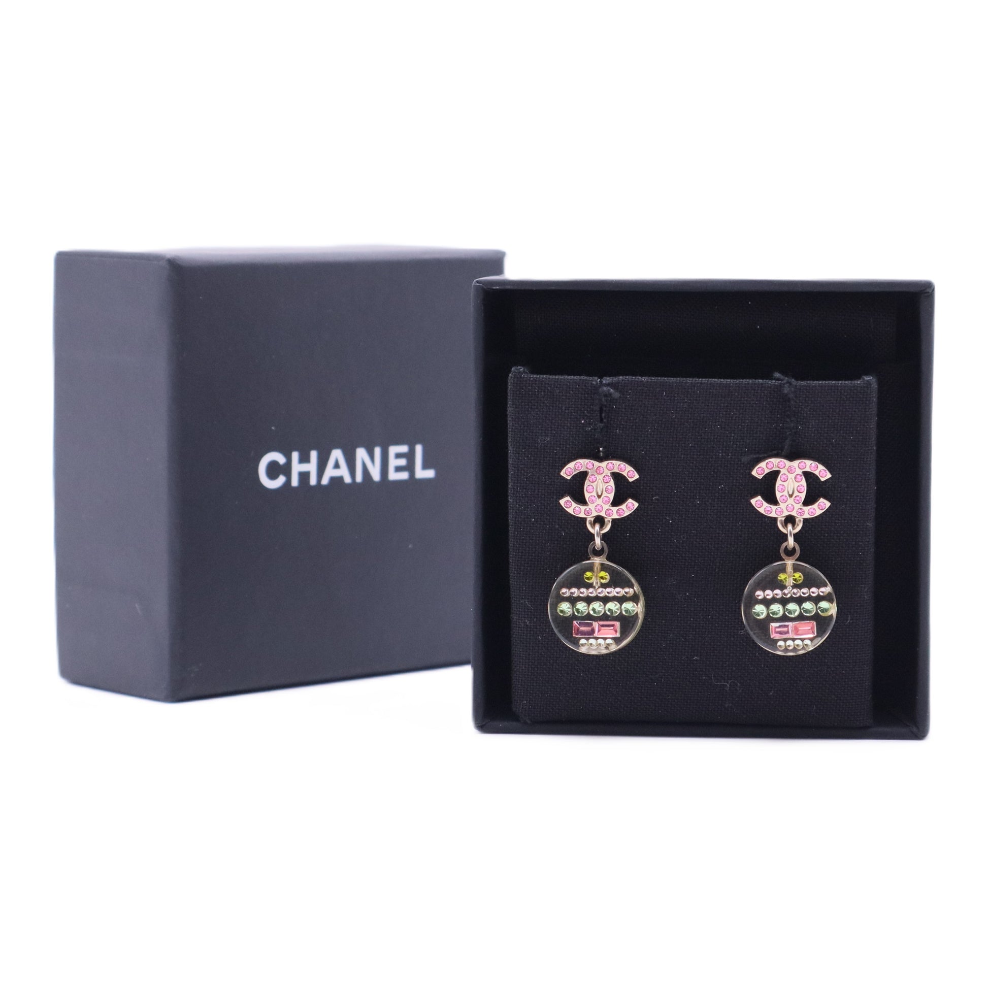 Resin & Strass CC Single Drop Earrings