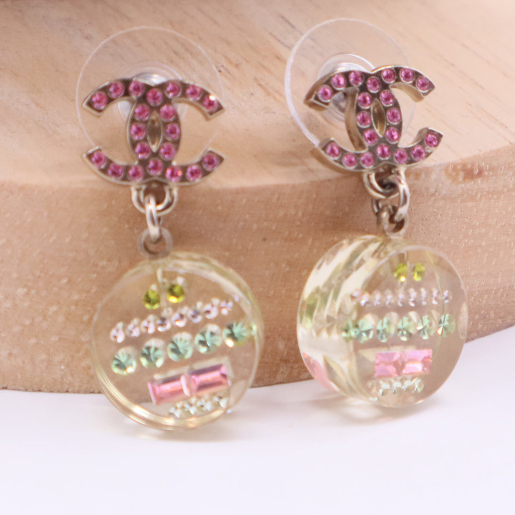 Resin & Strass CC Single Drop Earrings