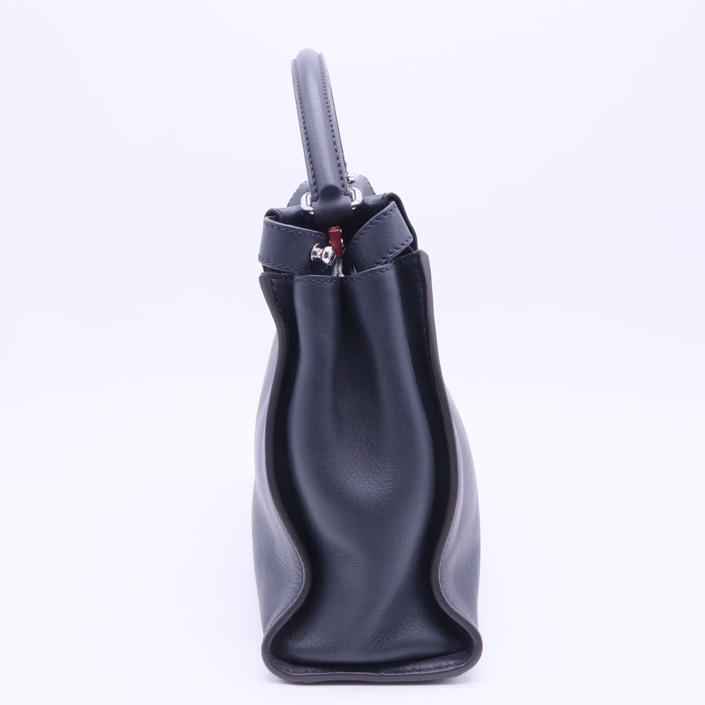 Vitello Seta Shiny Nappa Medium Peekaboo Iconic Satchel Blue Notte Ardesia