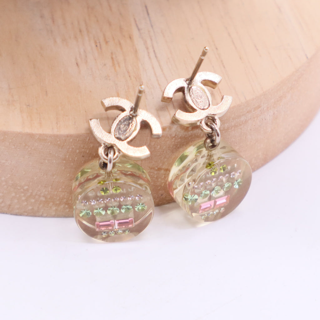 Resin & Strass CC Single Drop Earrings