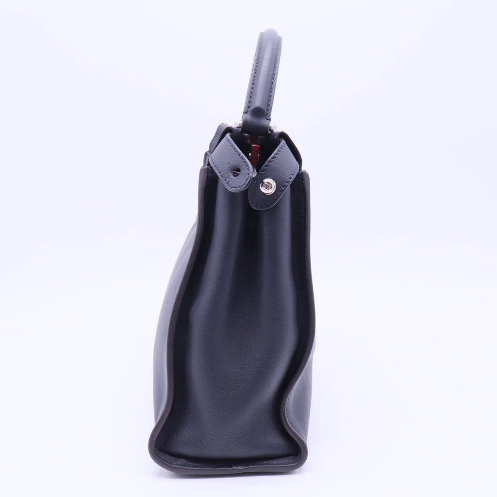 Vitello Seta Shiny Nappa Medium Peekaboo Iconic Satchel Blue Notte Ardesia