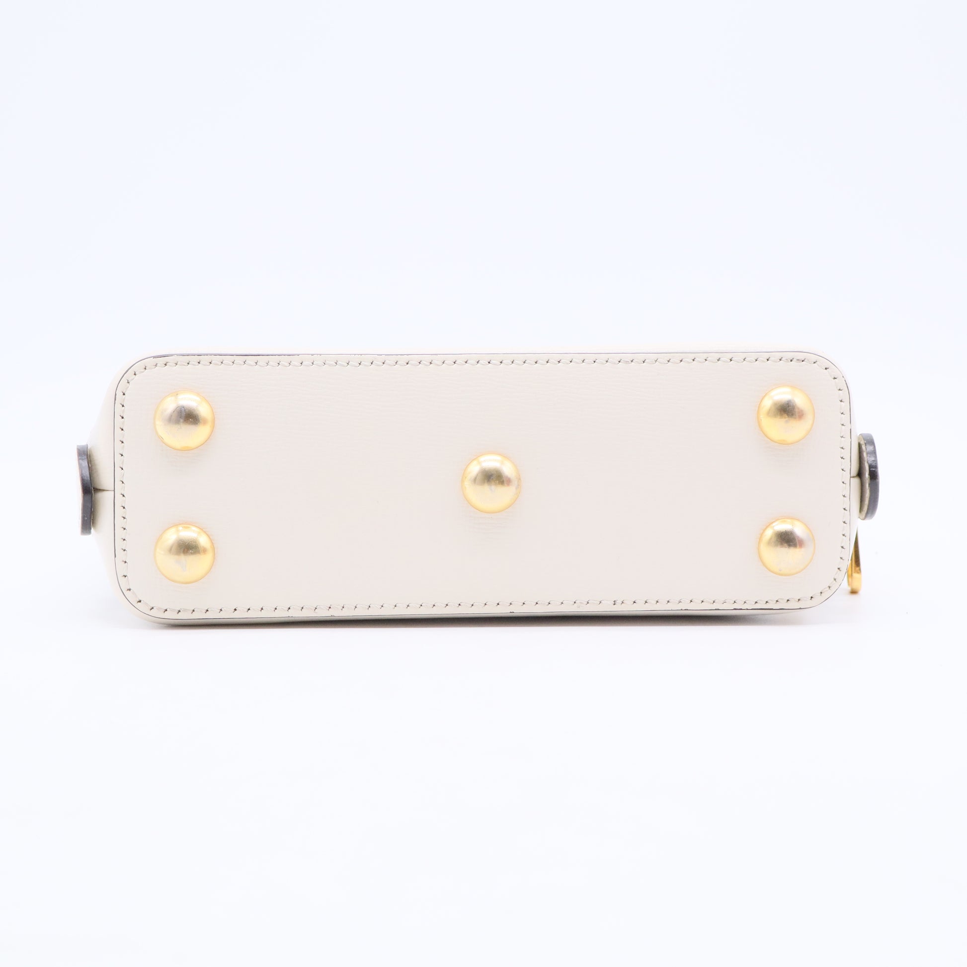GG Supreme Monogram Azalea Calfskin Mini Horsebit 1955 Top Handle Bag Beige Ebony Mystic White B20308