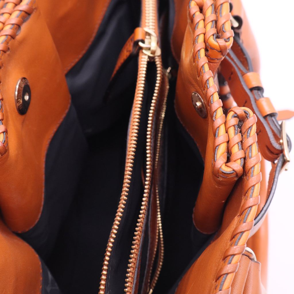 Bridle Whipstitch Tote Suede with Leather Large