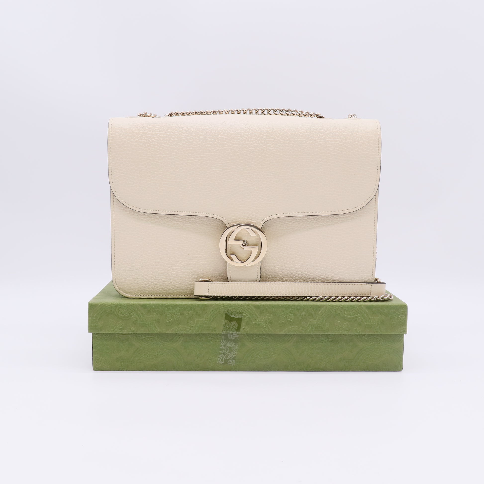 Gucci Medium Dollar Calfskin Interlocking G Chain Flap Bag B23601