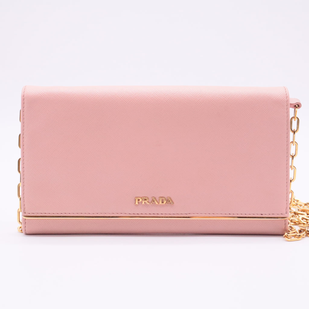 Saffiano Metal Oro Chain Wallet Orchidea