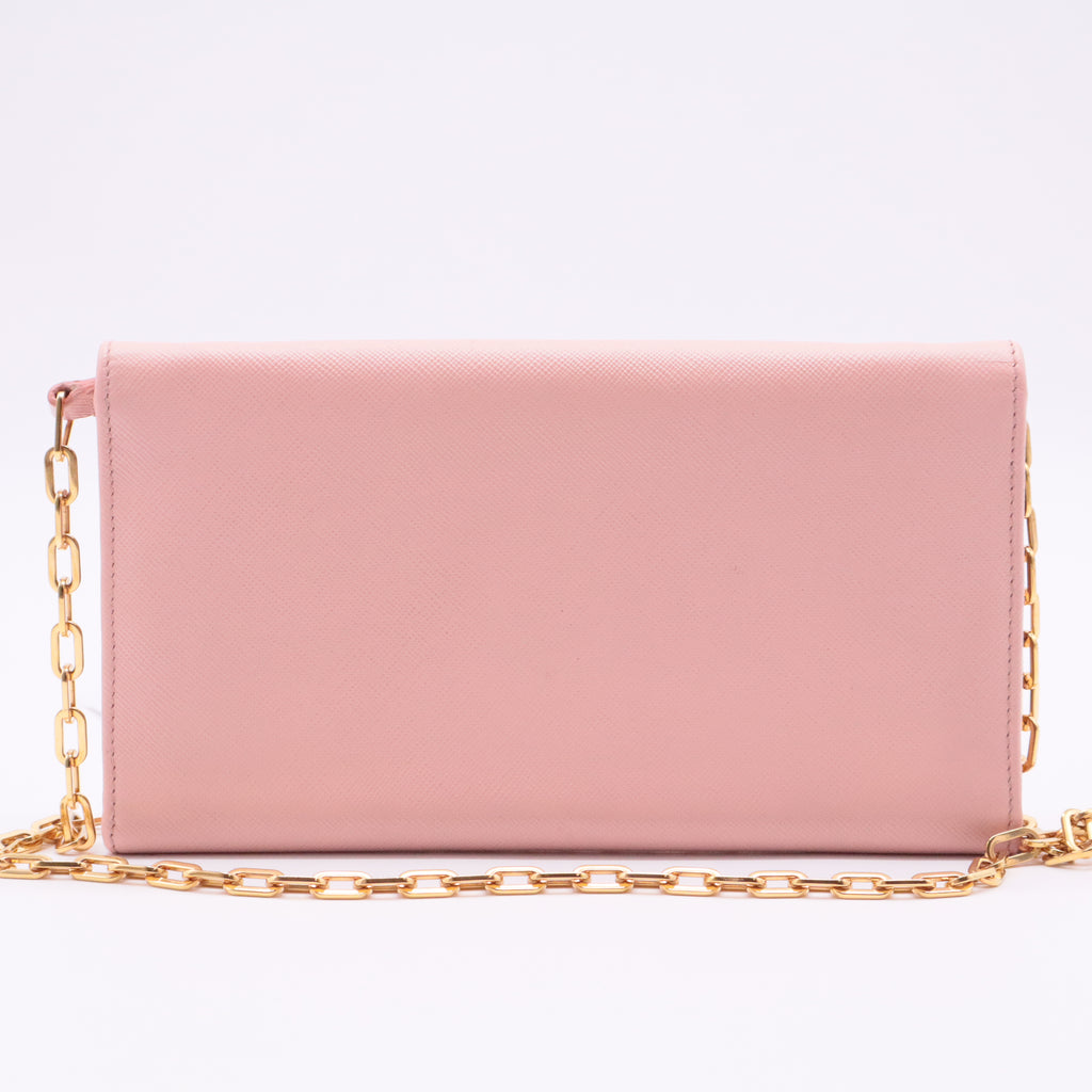 Saffiano Metal Oro Chain Wallet Orchidea
