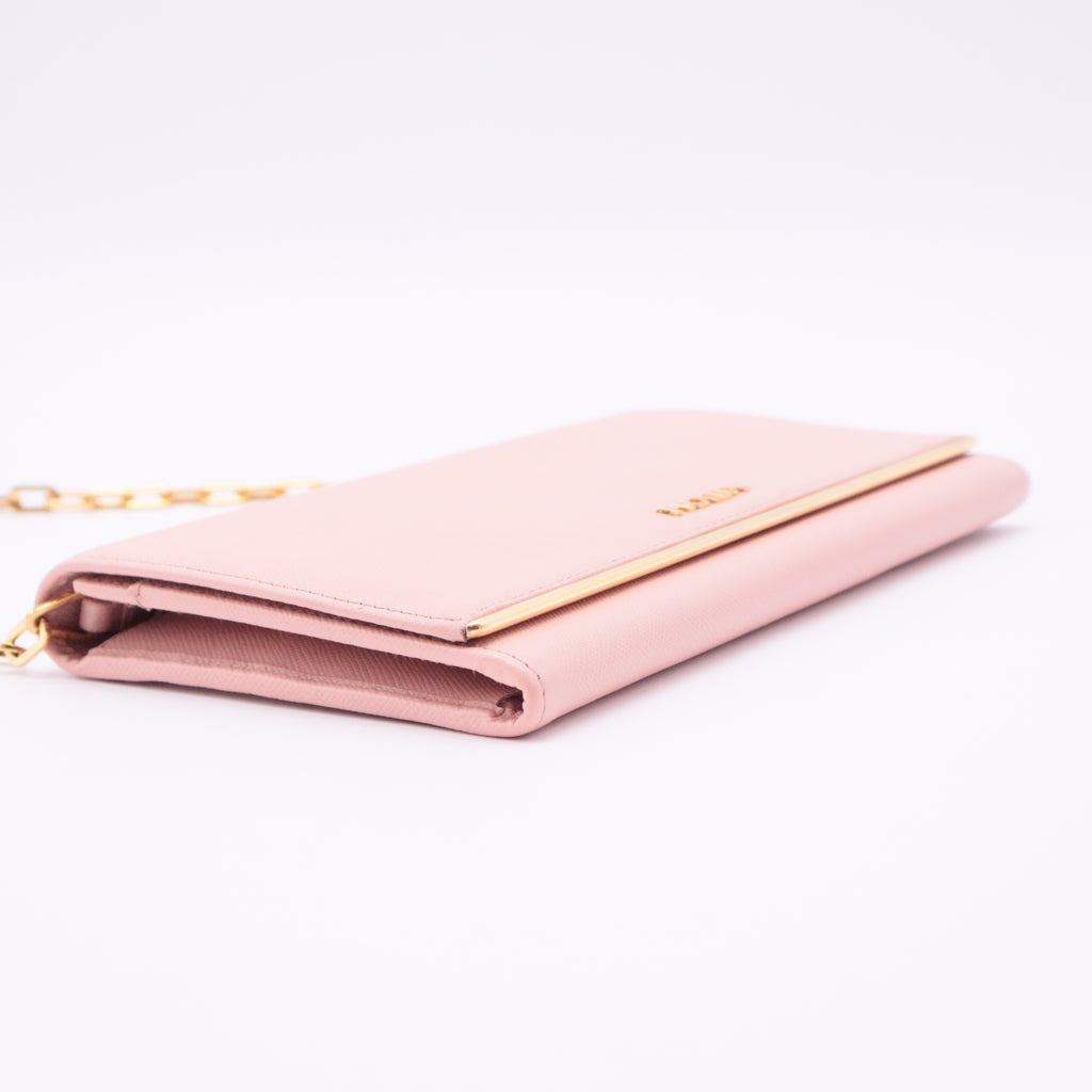 Saffiano Metal Oro Chain Wallet Orchidea