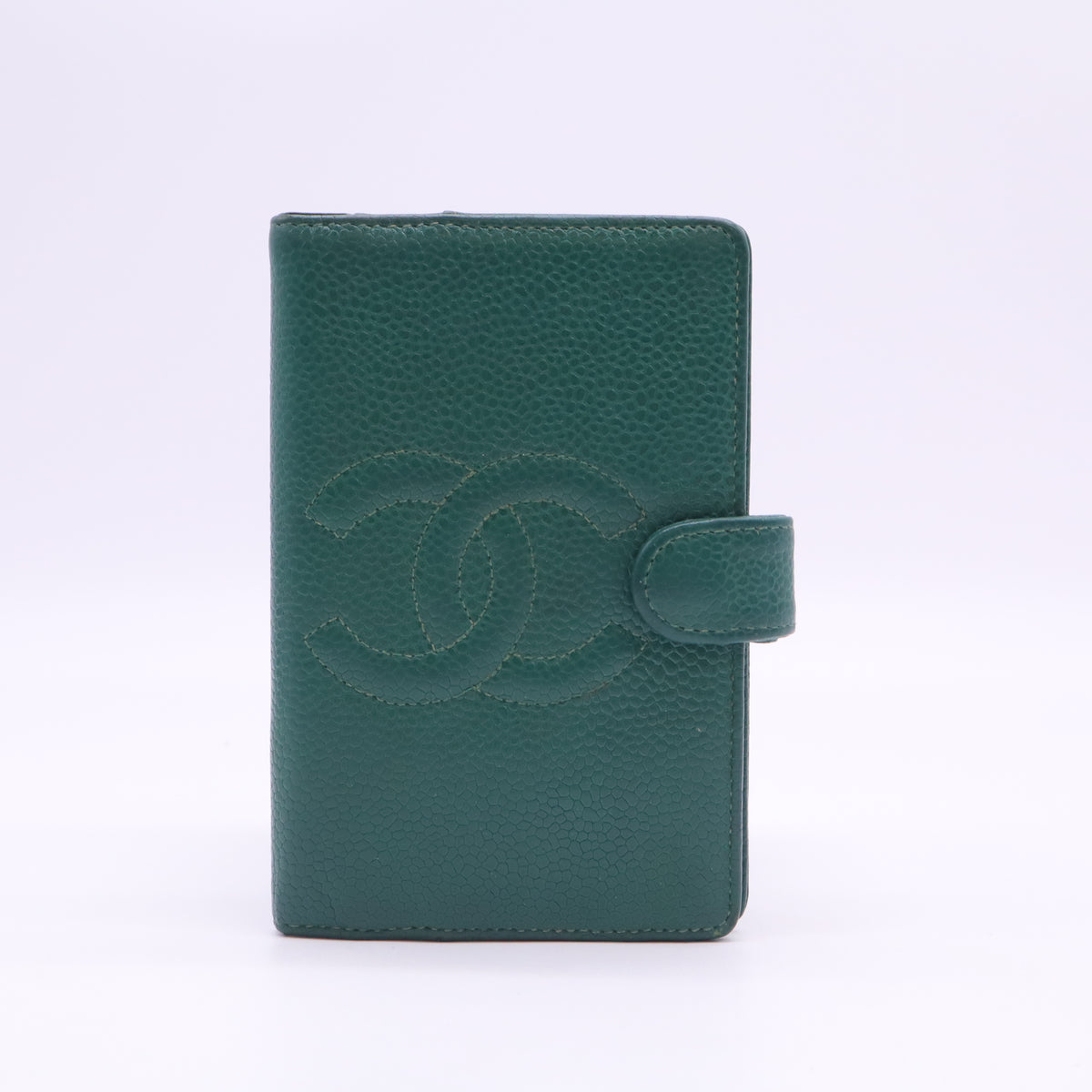 Chanel Caviar Timeless CC Ring Agenda Planner Green Twins LDJ6064