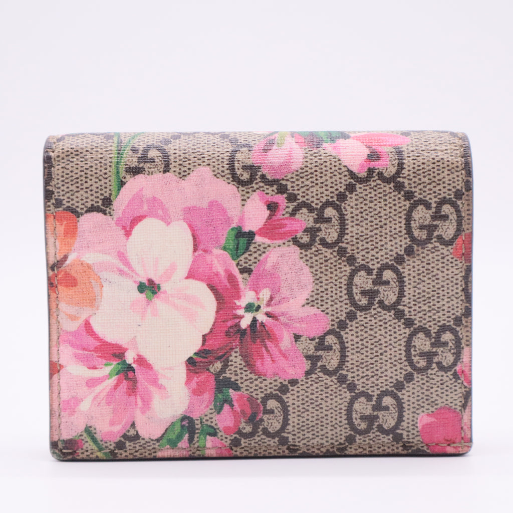 Flap Card Case Blooms Print GG Coated Canvas
