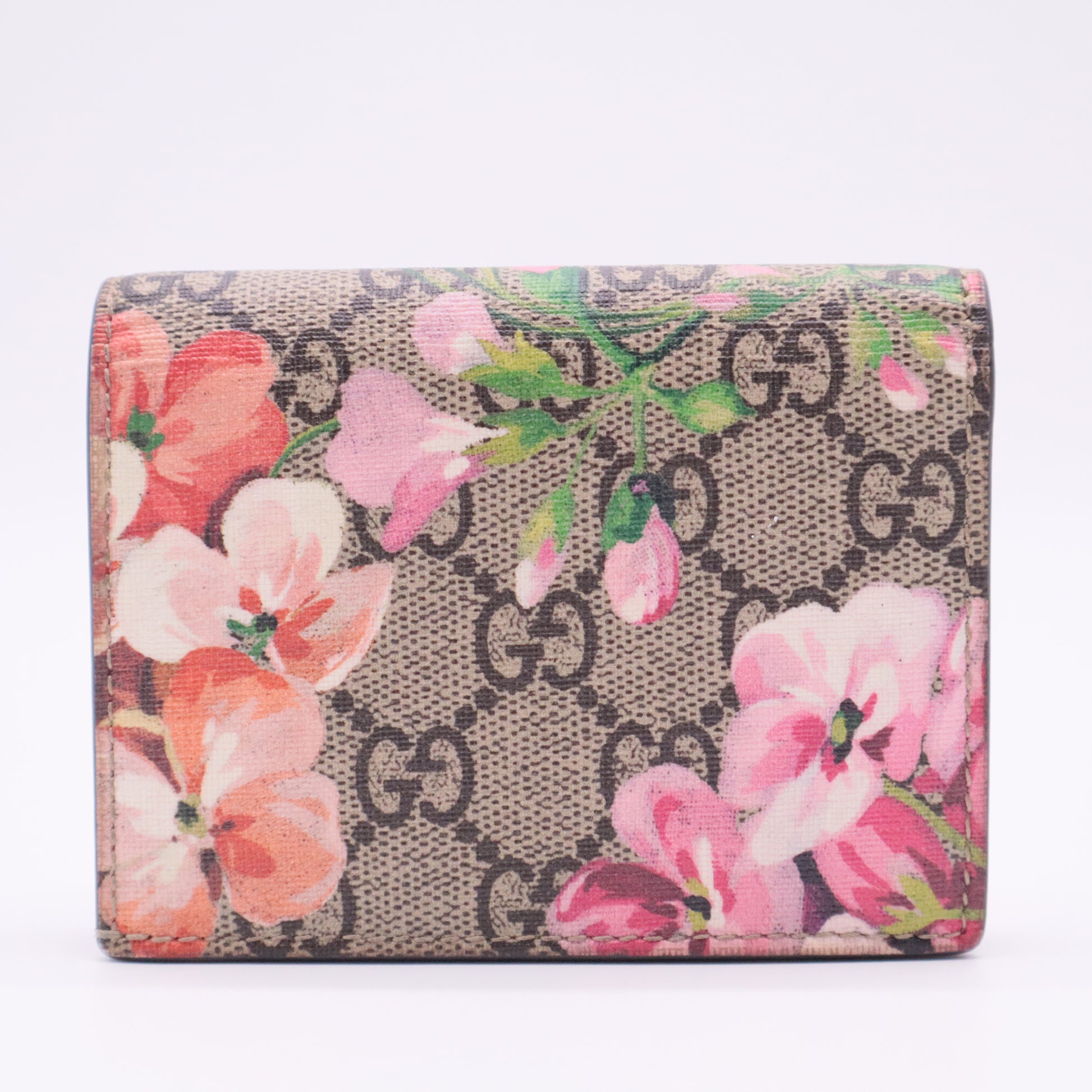 Flap Card Case Blooms Print GG Coated Canvas
