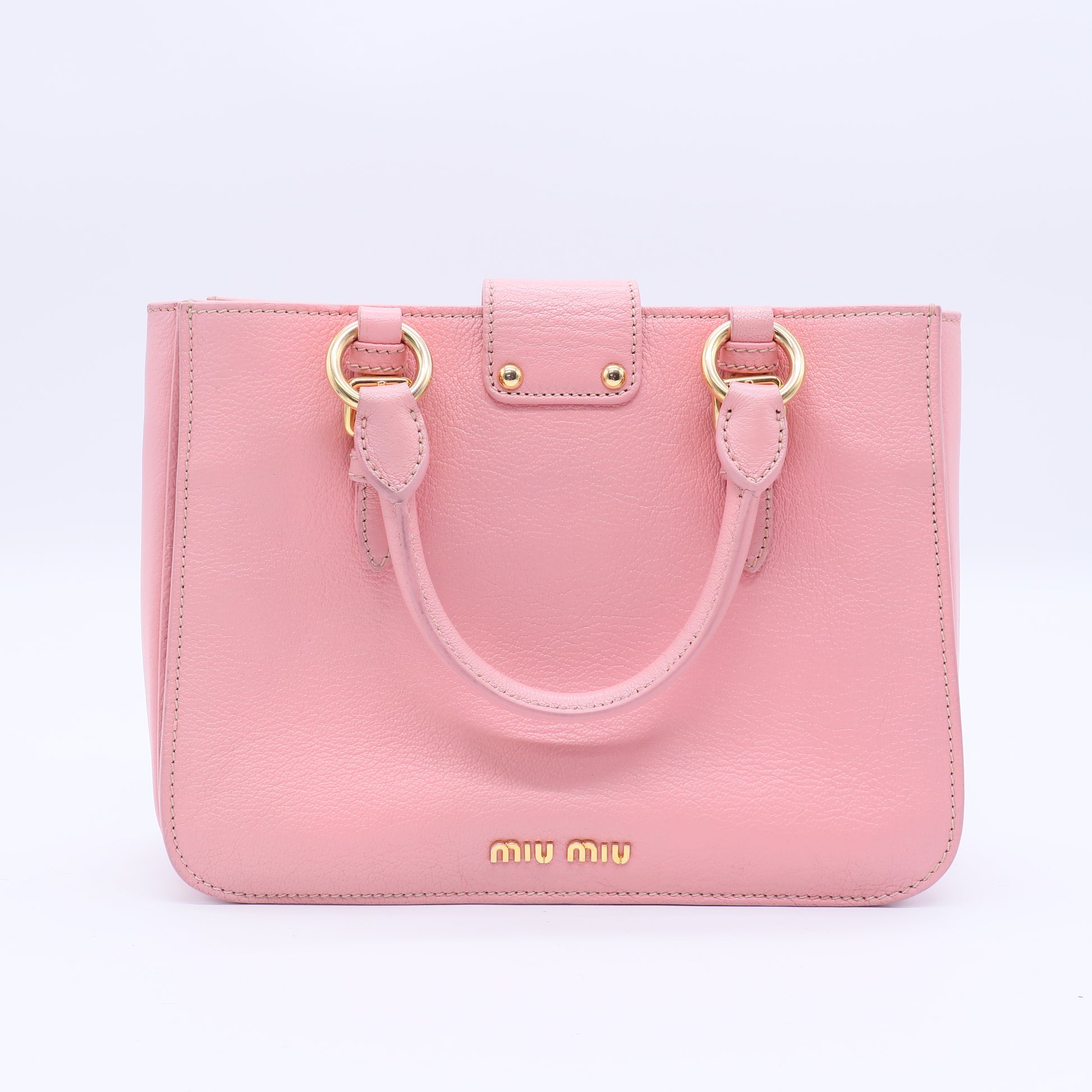 Miu Miu Pink Madras Leather Top Handle Bag Twins B21150