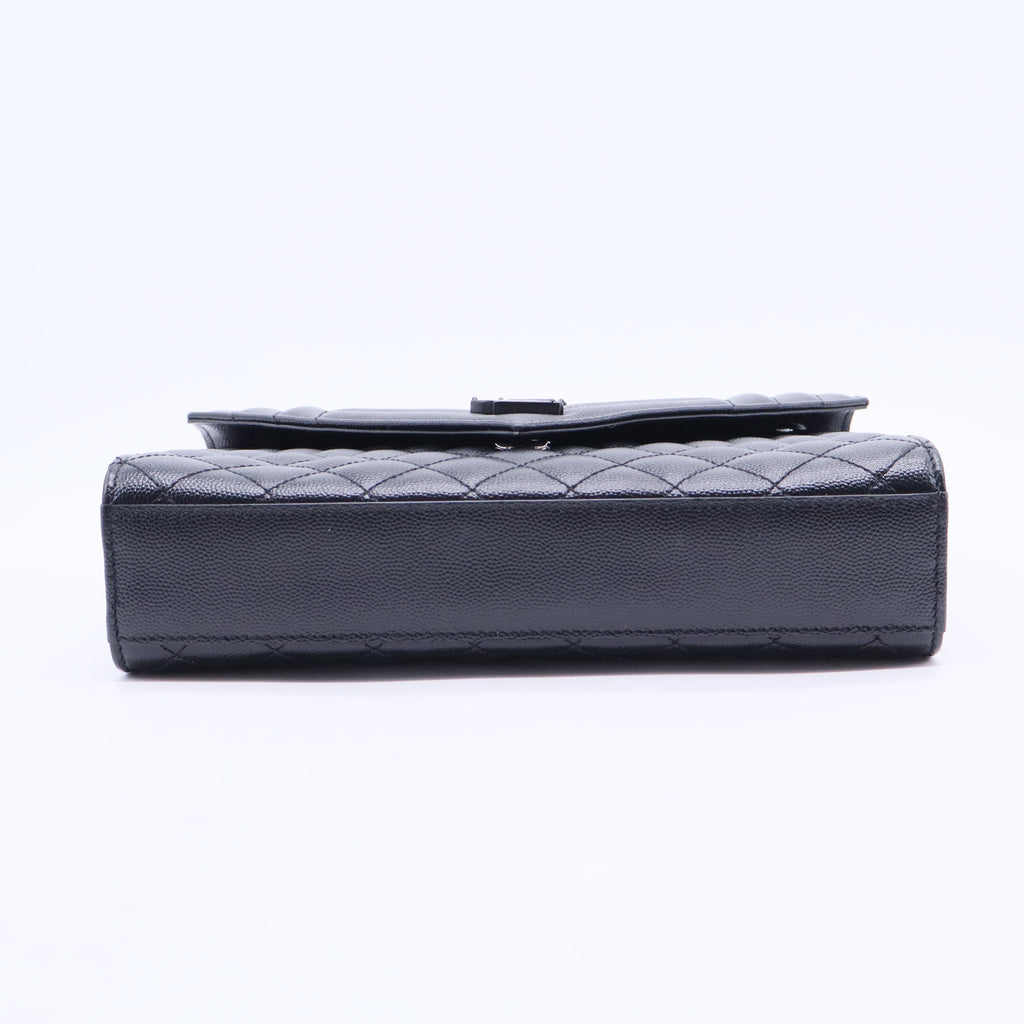 Grain De Poudre Textured Mixed Matelasse Triquilt Medium Monogram Monochrome Satchel Black B20326