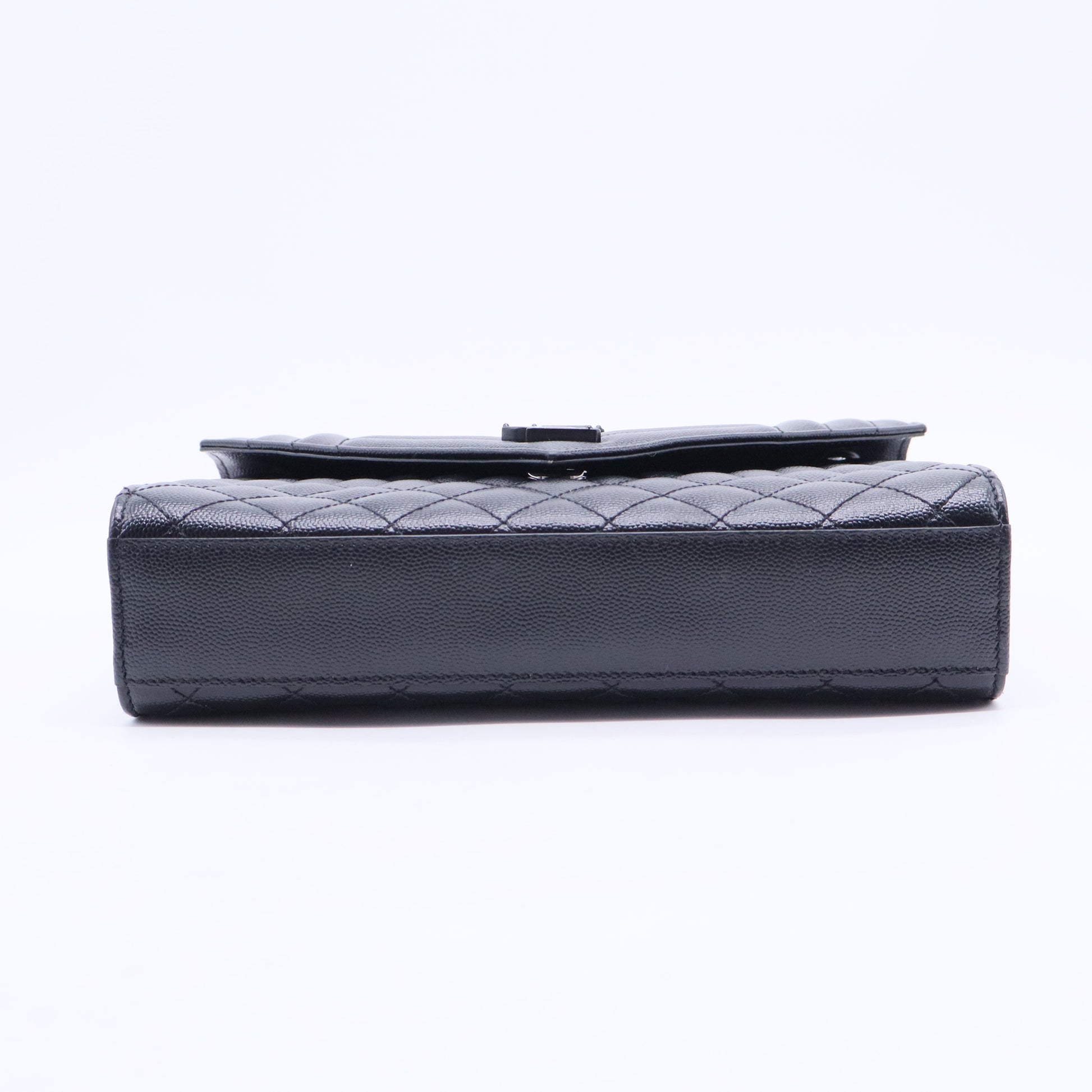 Grain De Poudre Textured Mixed Matelasse Triquilt Medium Monogram Monochrome Satchel Black B20326