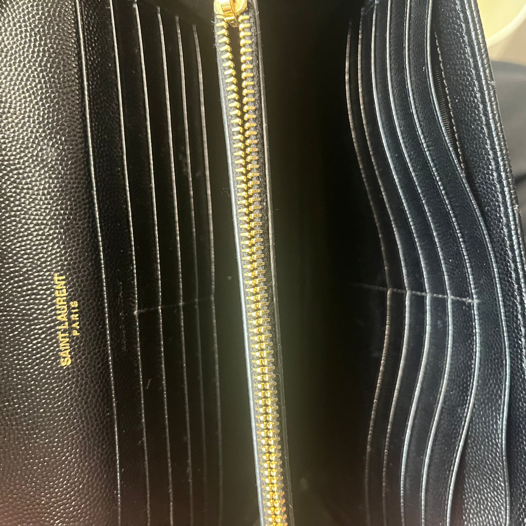 Grain De Poudre Matelasse Chevron Monogram Chain Wallet Black Twins