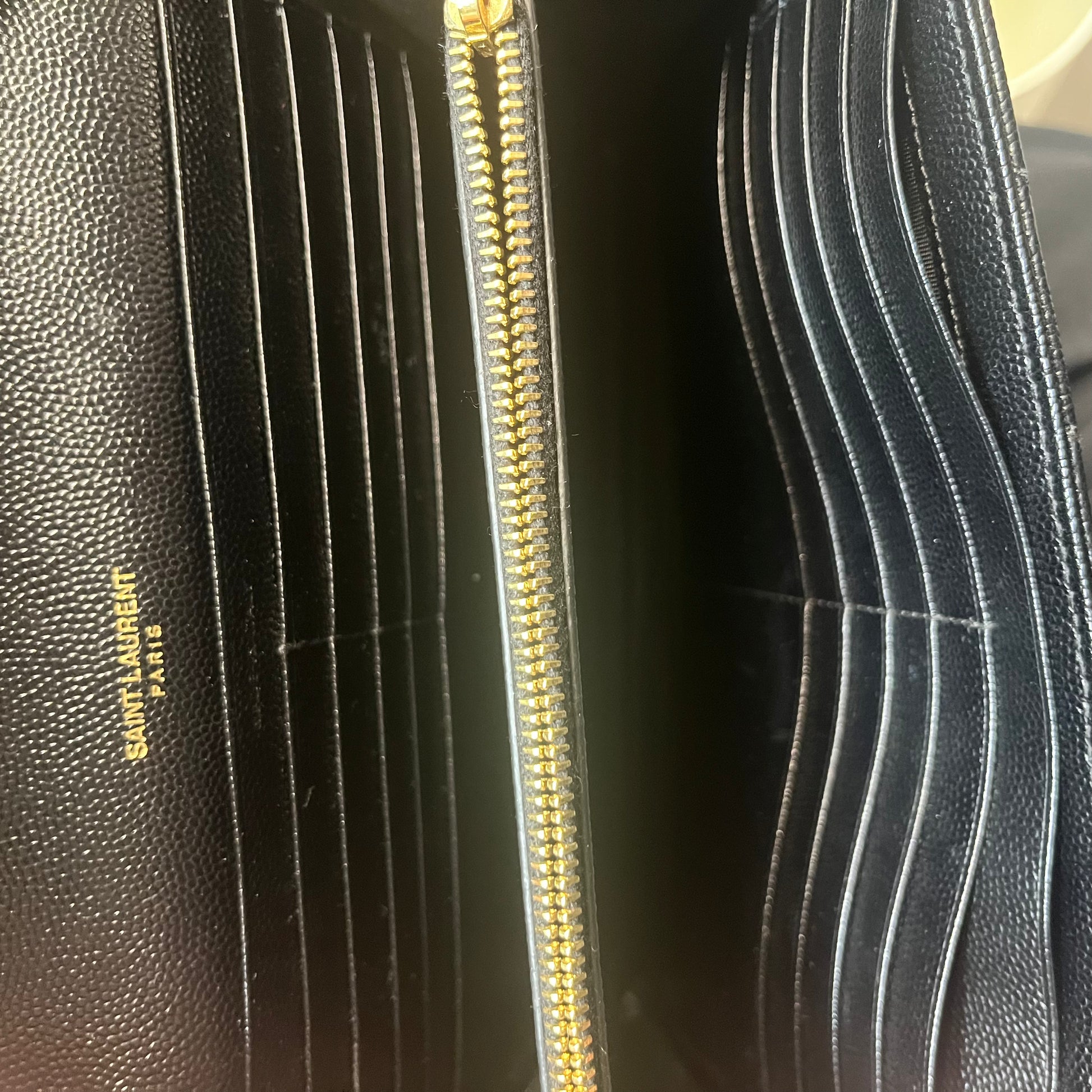 Grain De Poudre Matelasse Chevron Monogram Chain Wallet Black Twins