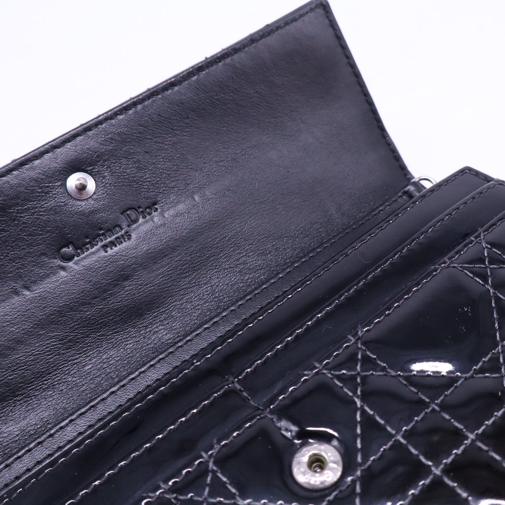 Christian Dior Patent Cannage Rendez-vous Chain Wallet Black W20718