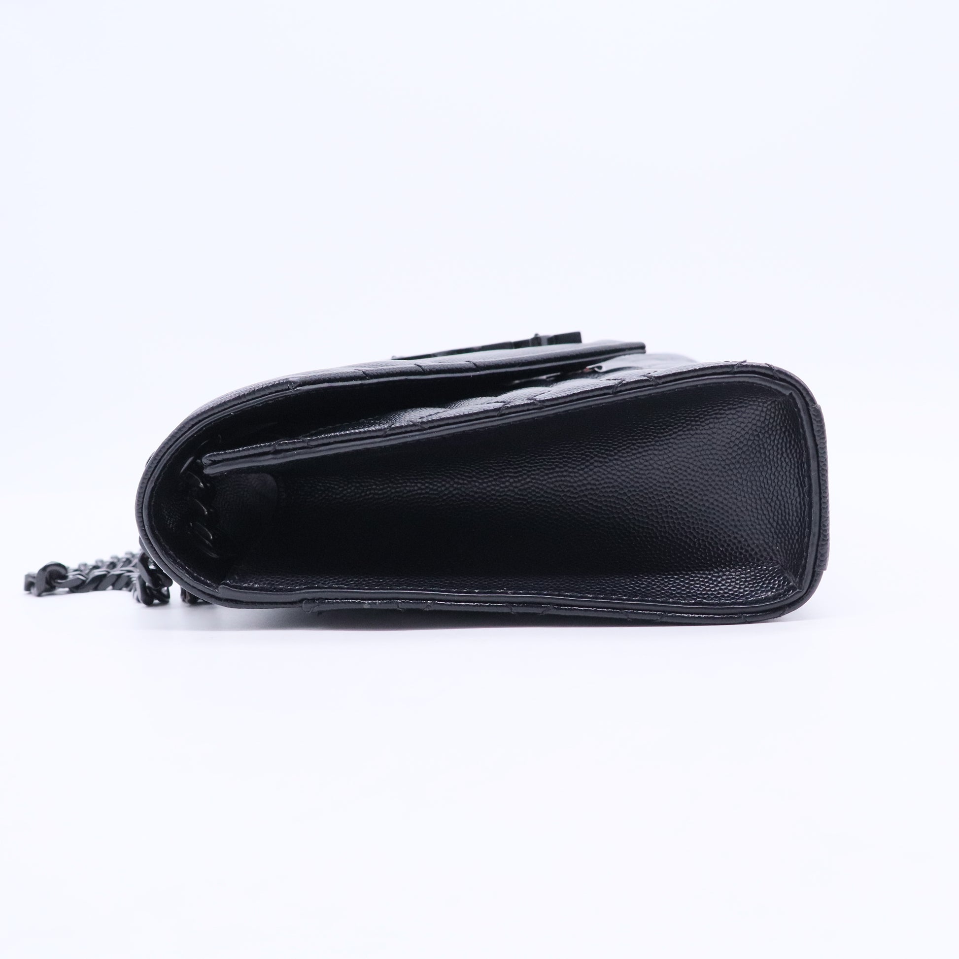 Grain De Poudre Textured Mixed Matelasse Triquilt Medium Monogram Monochrome Satchel Black B20326