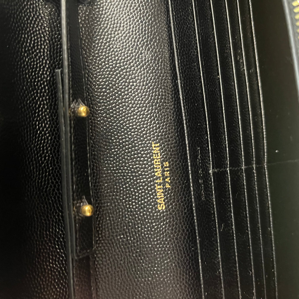 Grain De Poudre Matelasse Chevron Monogram Chain Wallet Black Twins