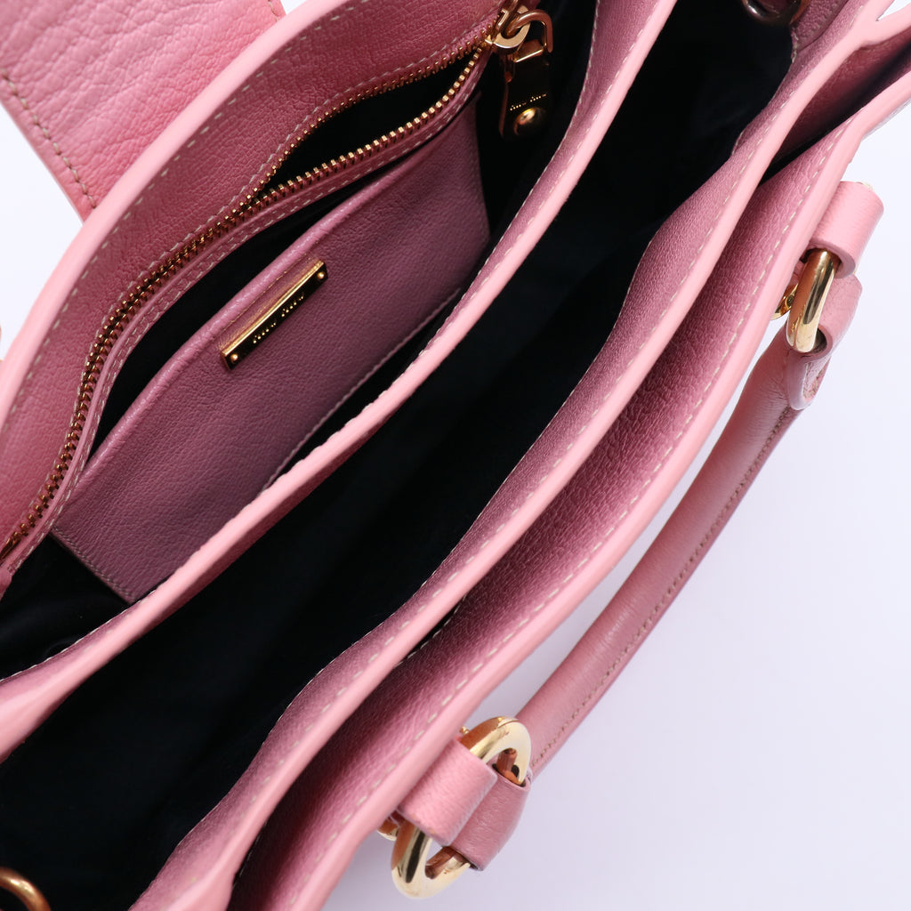 Miu Miu Pink Madras Leather Top Handle Bag Twins B21150