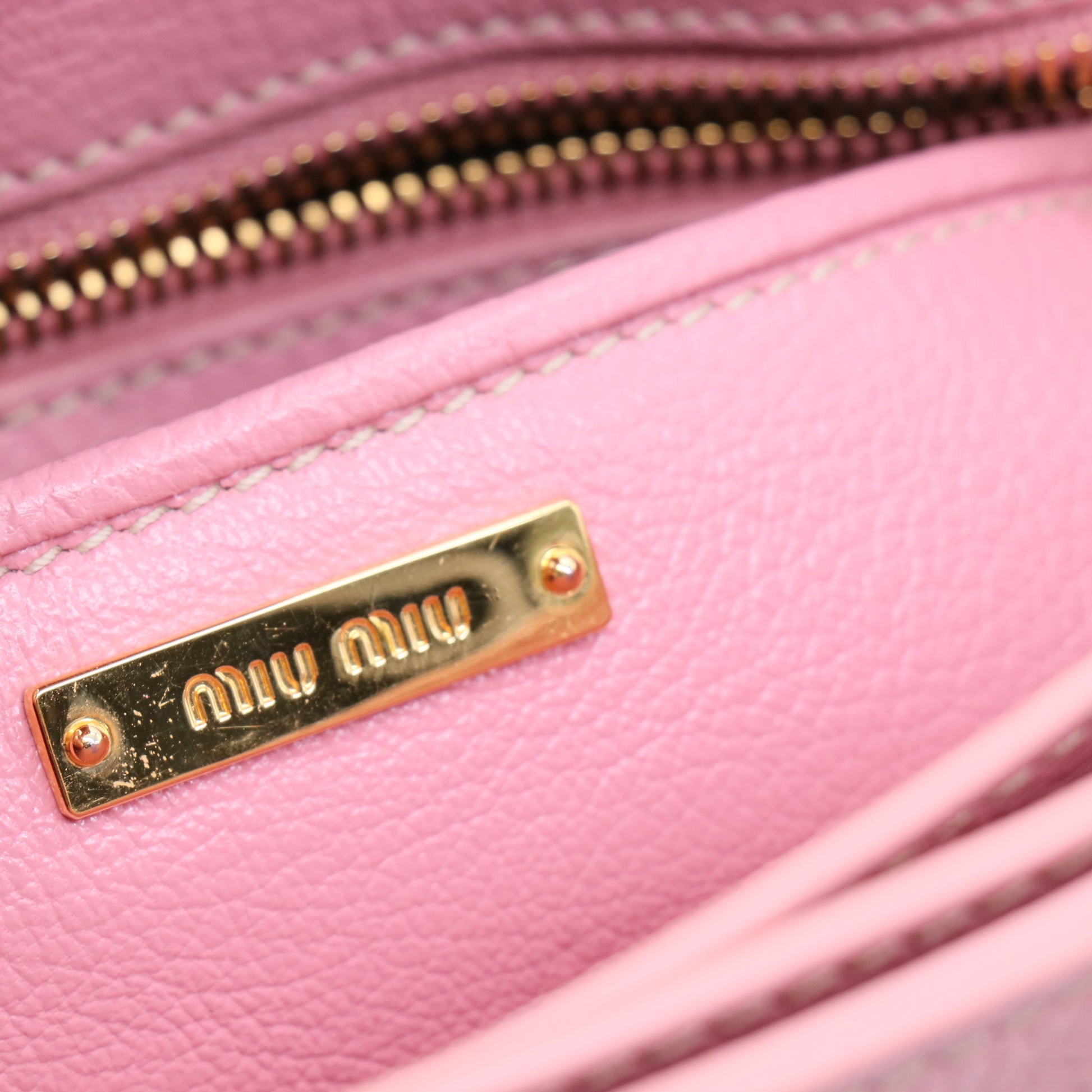 Miu Miu Pink Madras Leather Top Handle Bag Twins B21150