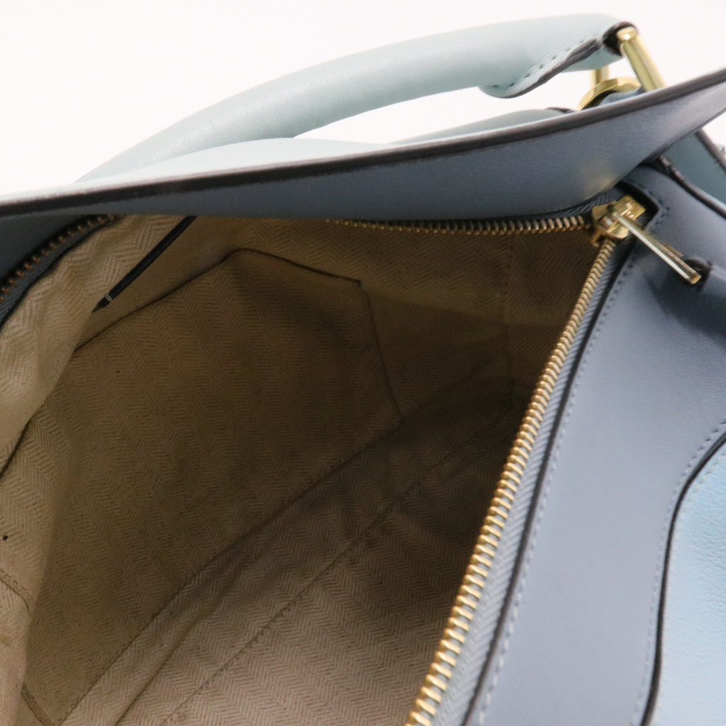 Calfskin Medium Puzzle Bag Aqua Light Blue Stone Blue