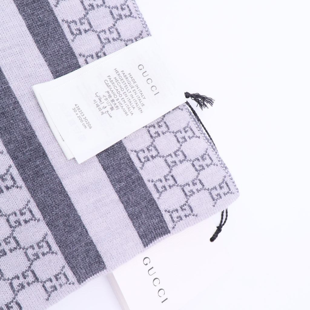 Wool GG Monogram Half GG Fringe Scarf