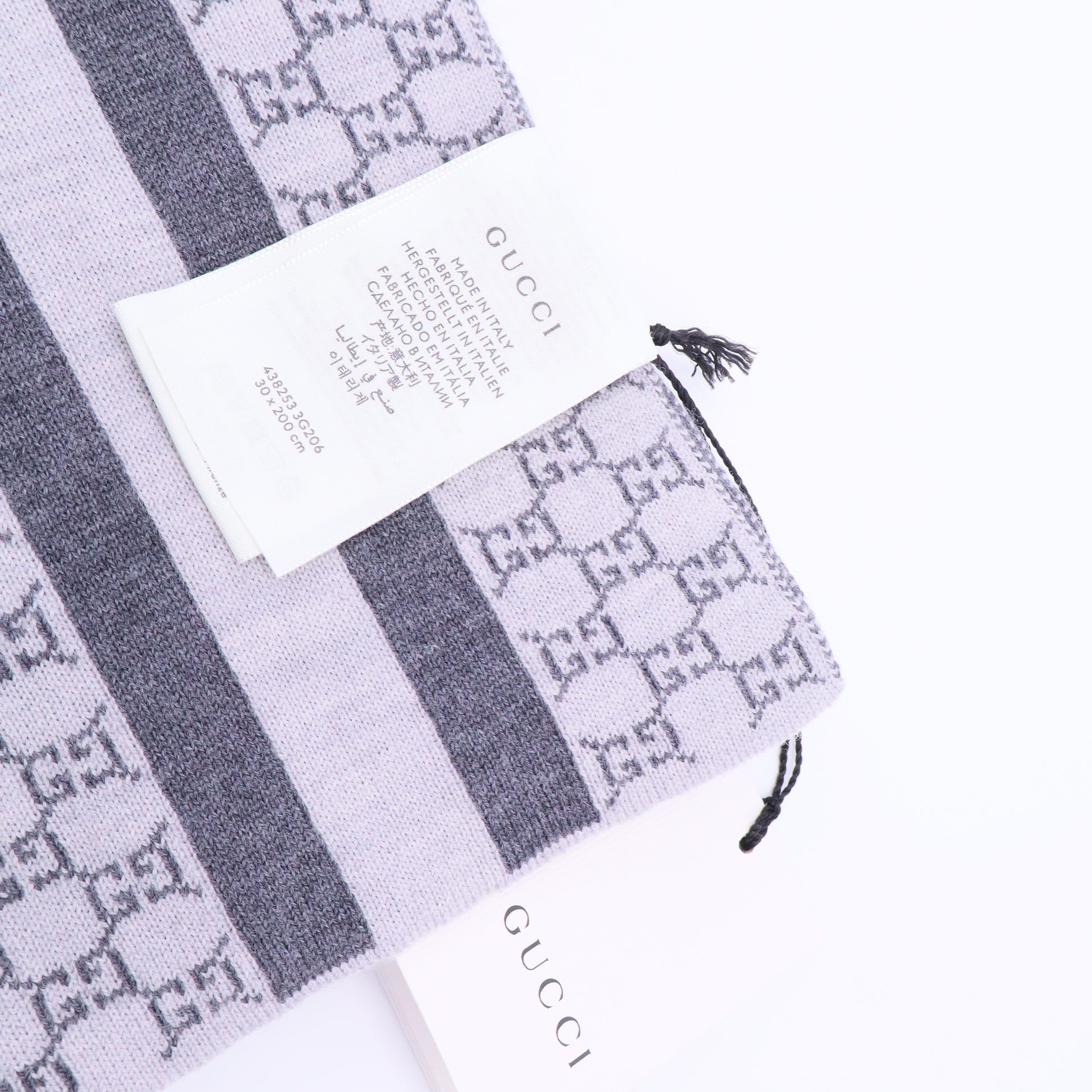 Wool GG Monogram Half GG Fringe Scarf