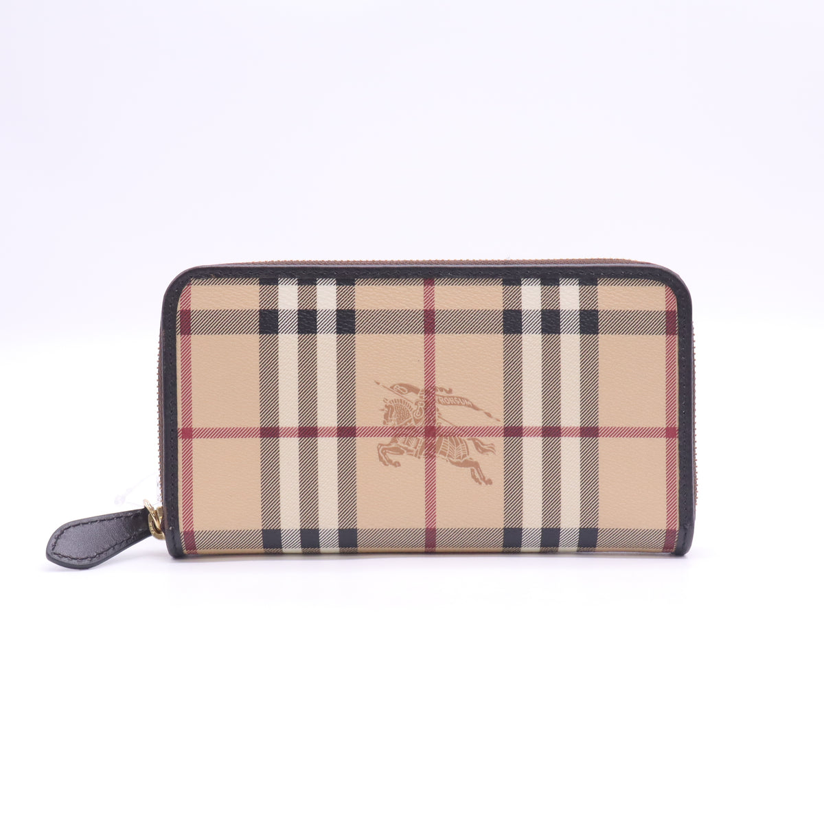 Burberry Haymarket Check & Leather Zip Around Wallet Twins LDJ6041