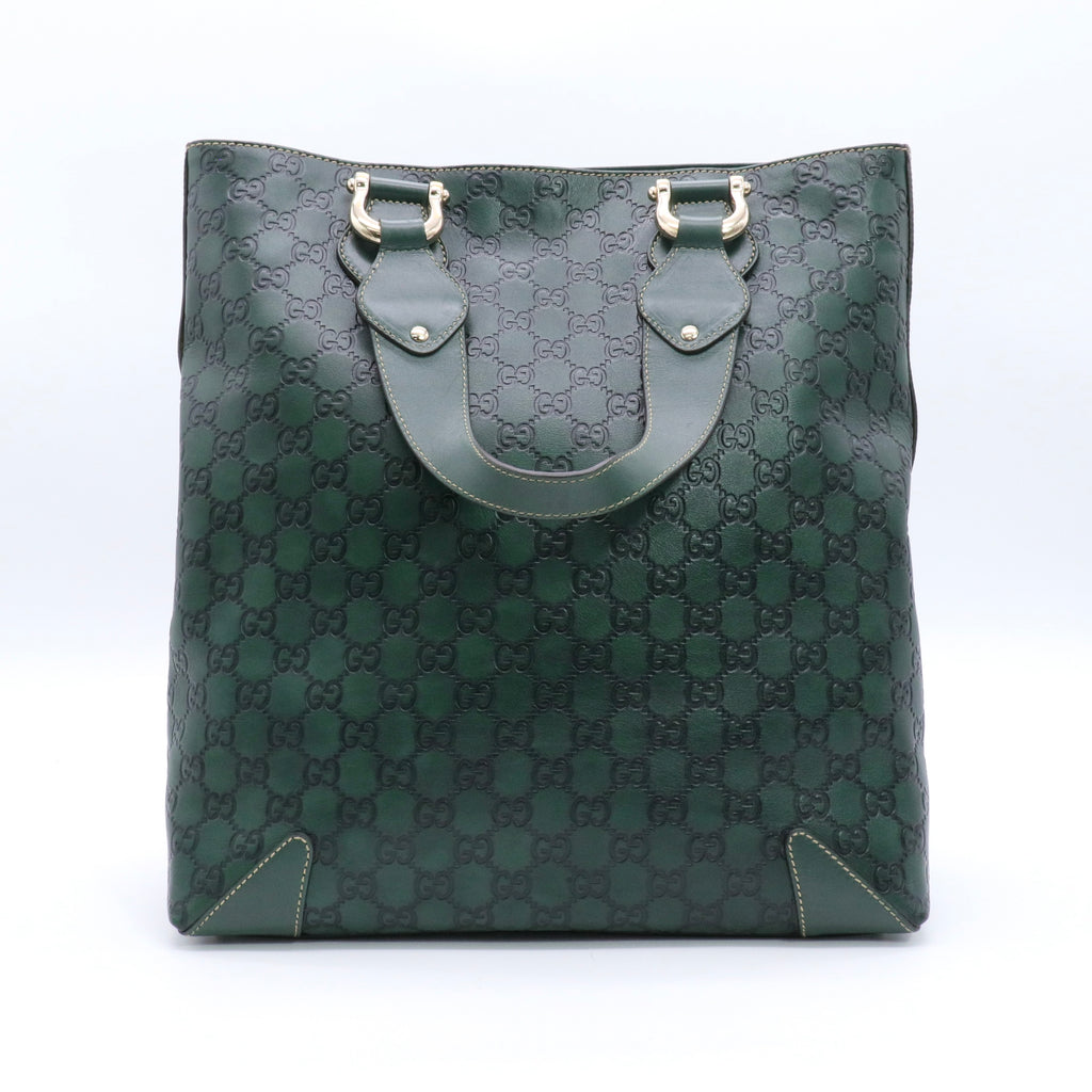 Green Guccissima Leather Slim Tote Bag twins