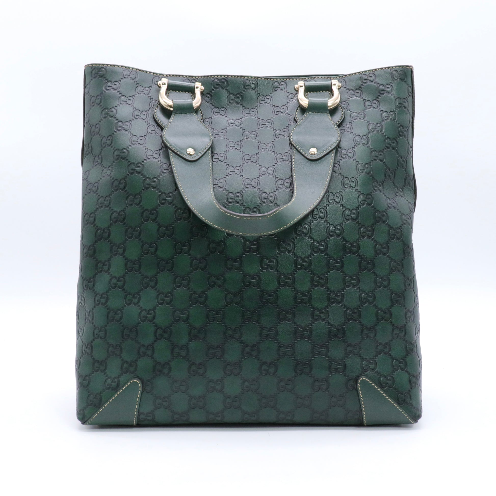 Green Guccissima Leather Slim Tote Bag twins