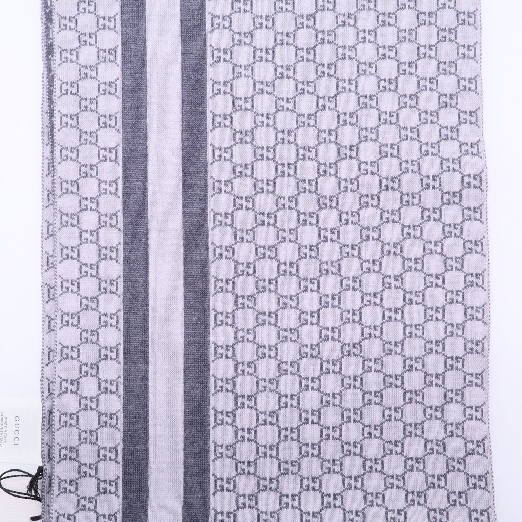 Wool GG Monogram Half GG Fringe Scarf