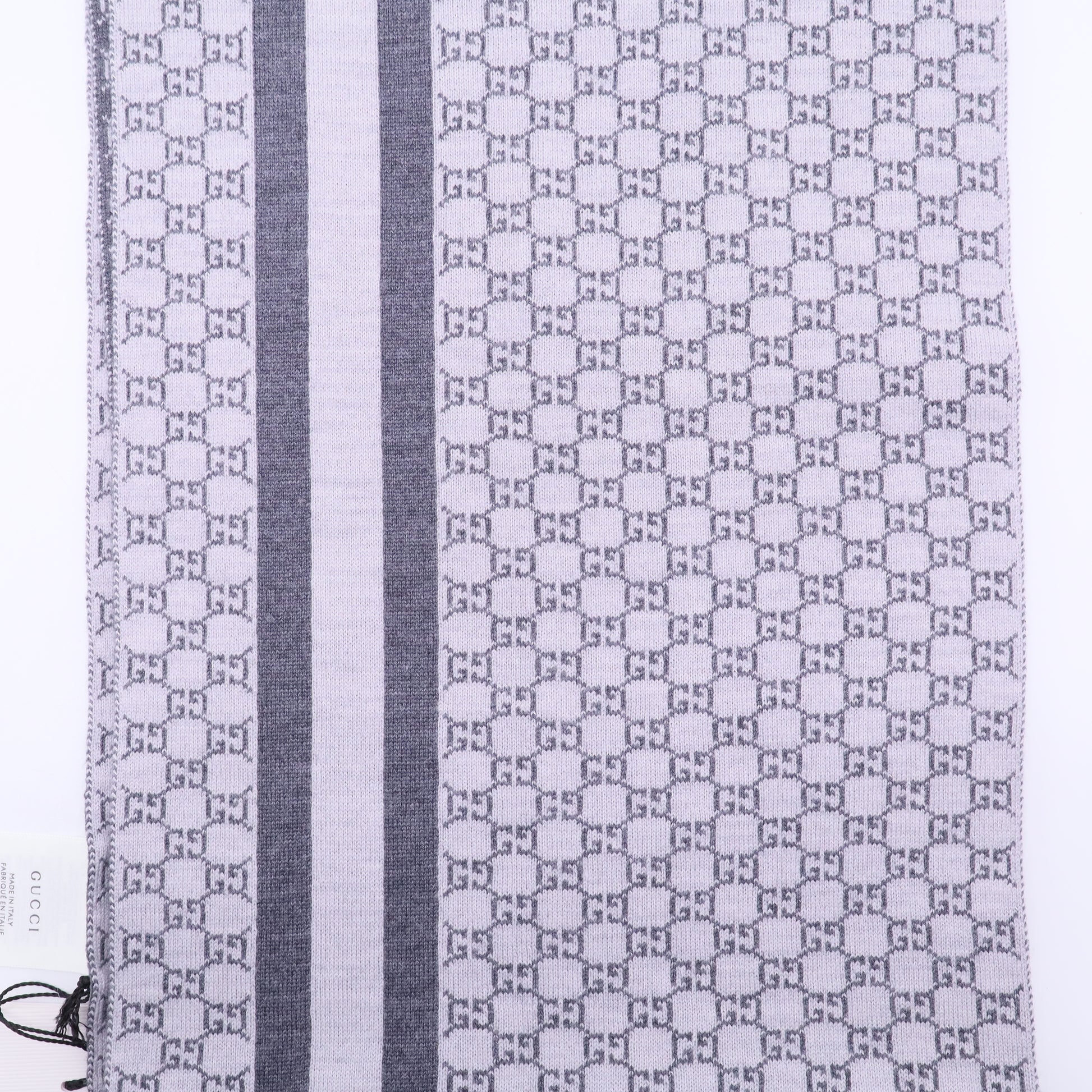 Wool GG Monogram Half GG Fringe Scarf