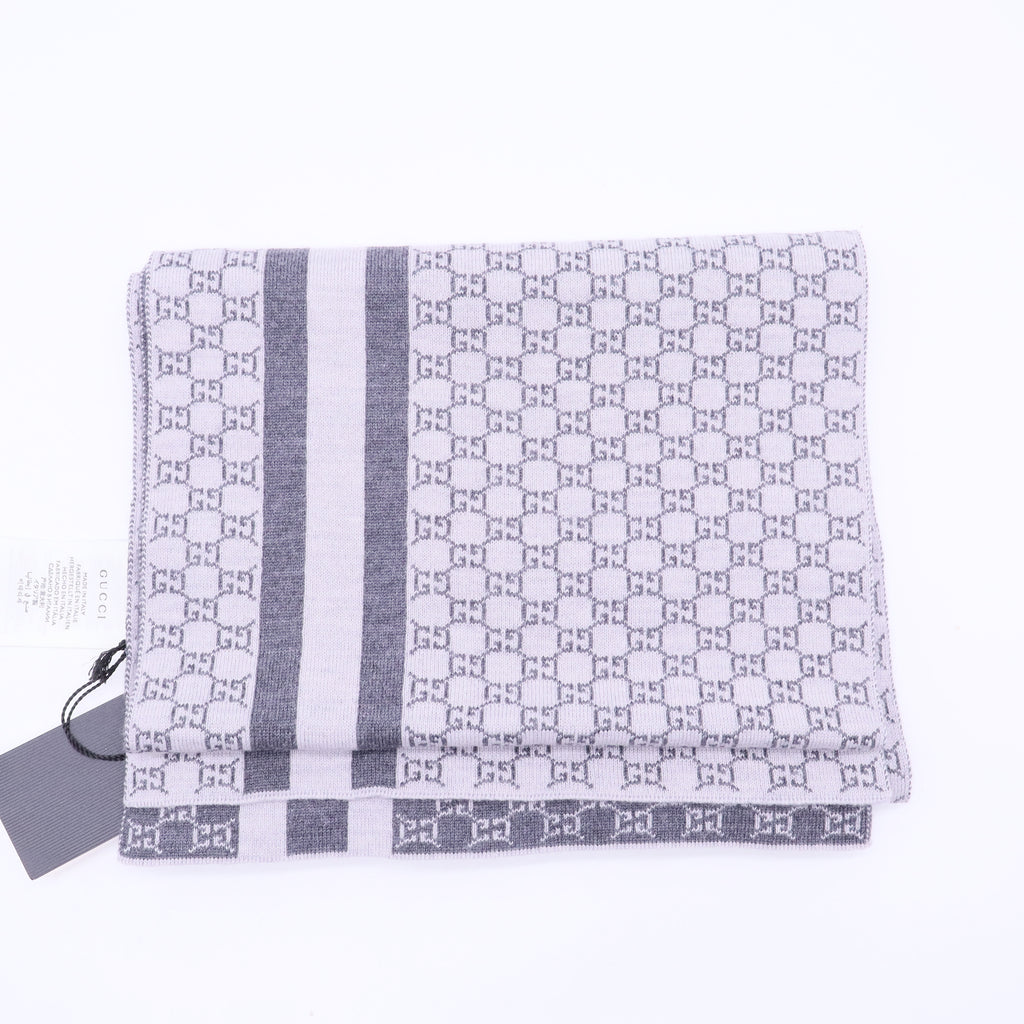 Wool GG Monogram Half GG Fringe Scarf