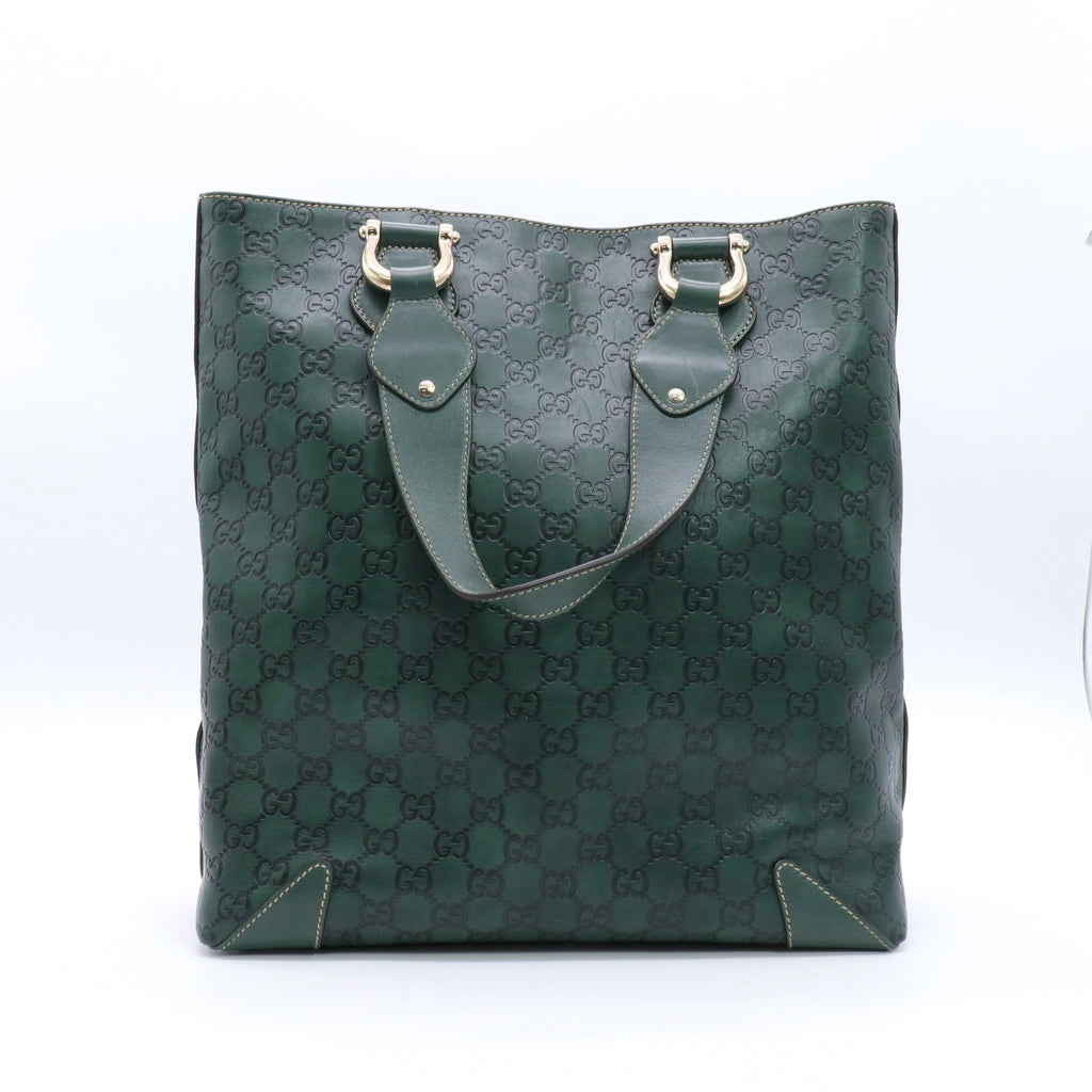 Green Guccissima Leather Slim Tote Bag twins