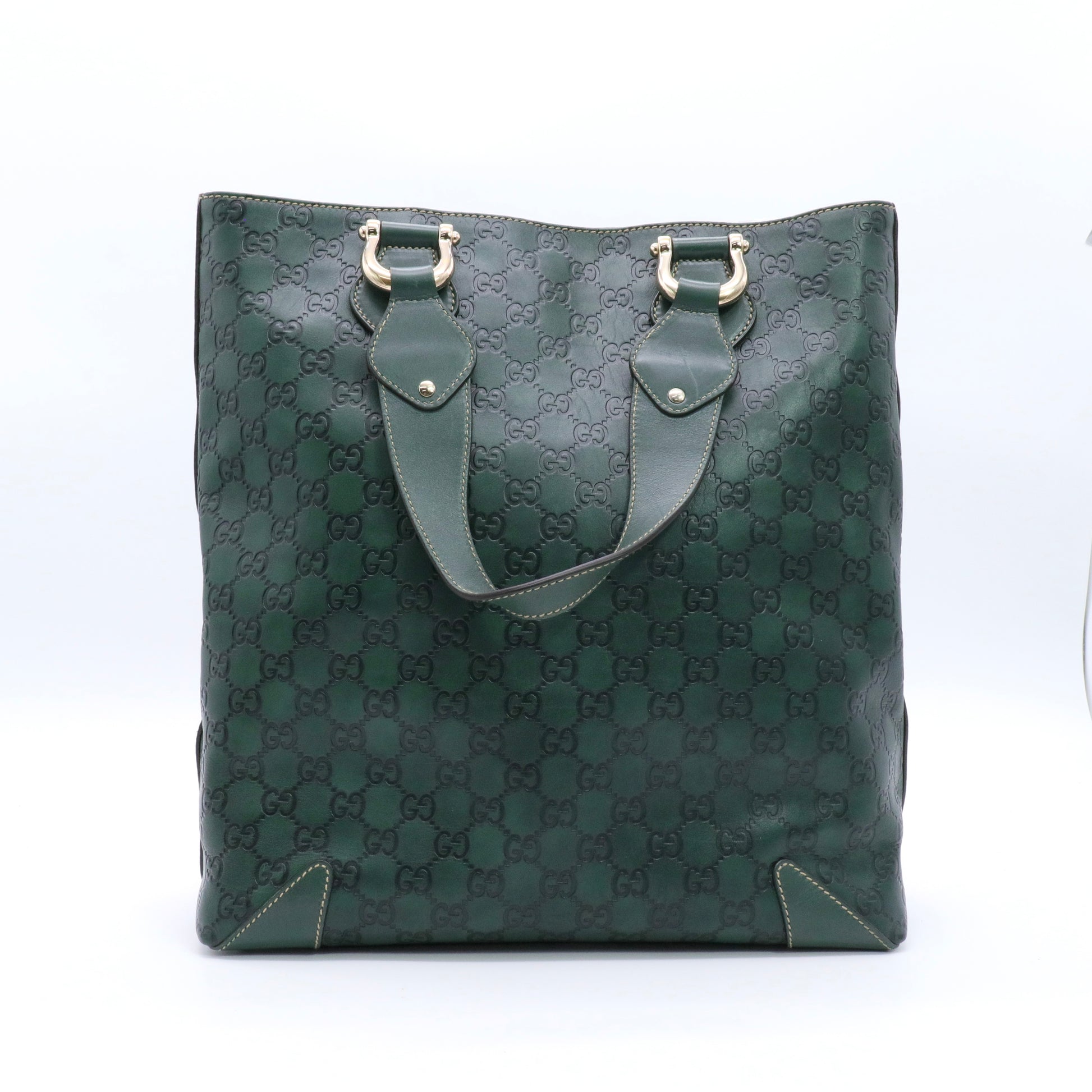 Green Guccissima Leather Slim Tote Bag twins