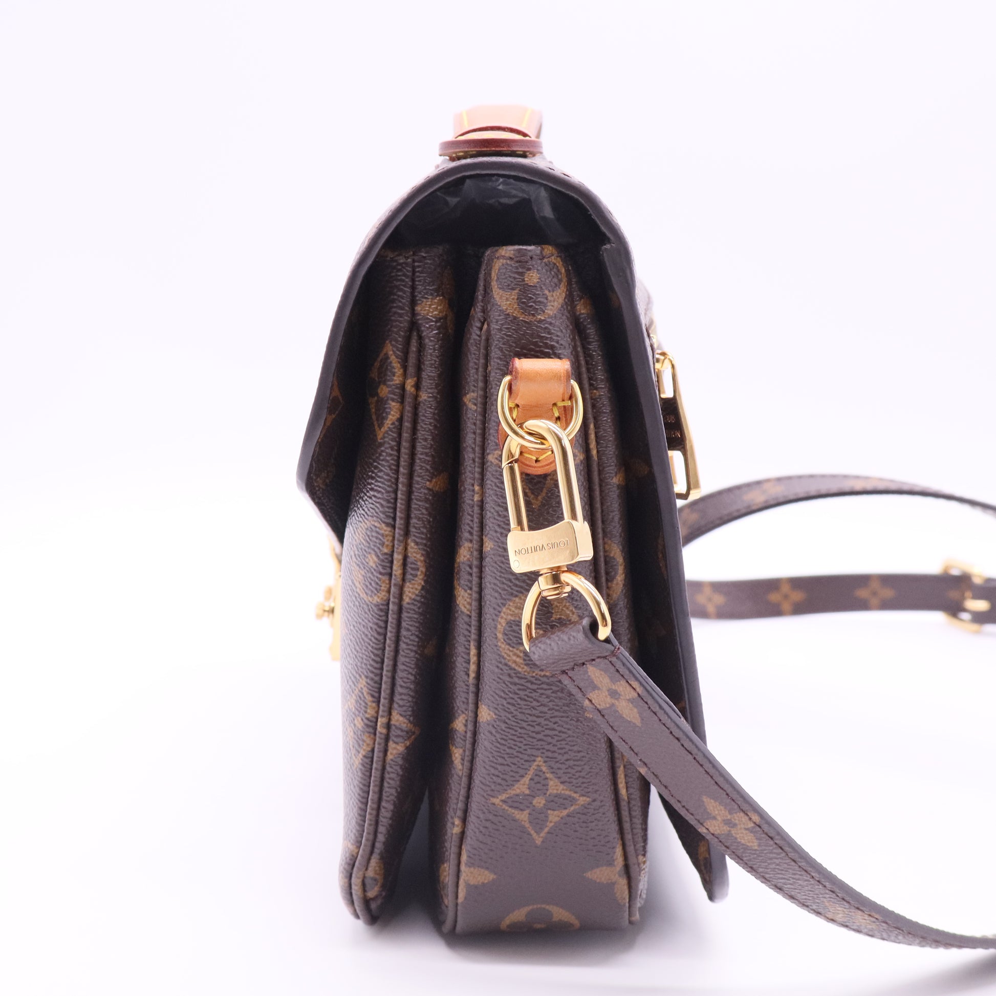 Brown Coated Canvas Monogram Pochette Metis twins