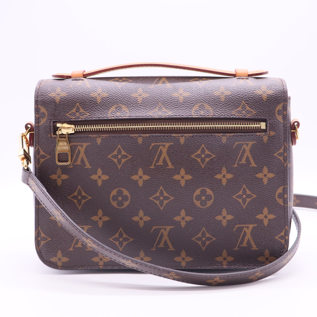 Brown Coated Canvas Monogram Pochette Metis twins