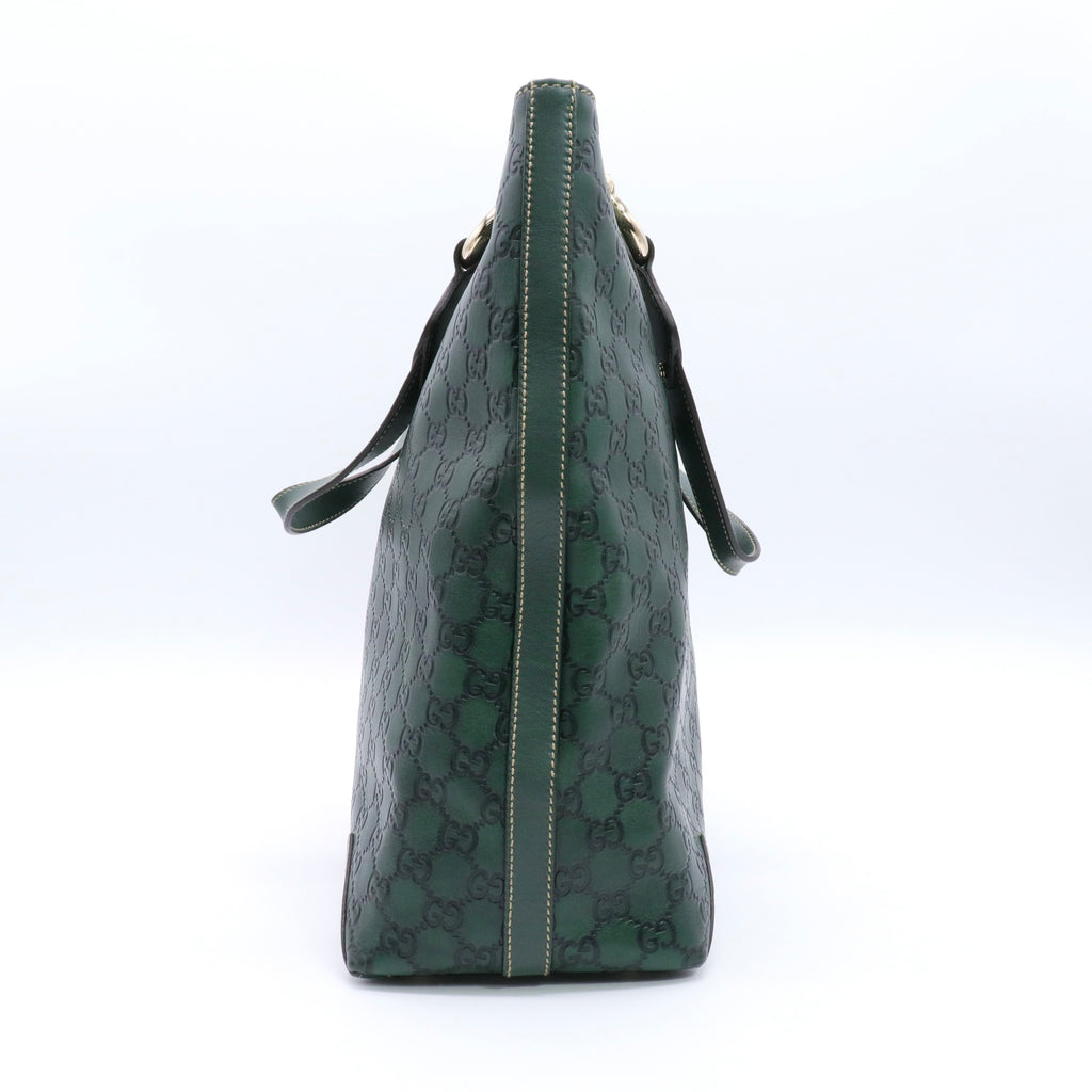 Green Guccissima Leather Slim Tote Bag twins
