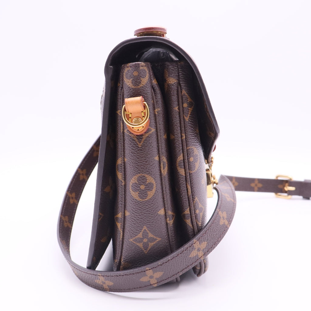 Brown Coated Canvas Monogram Pochette Metis twins