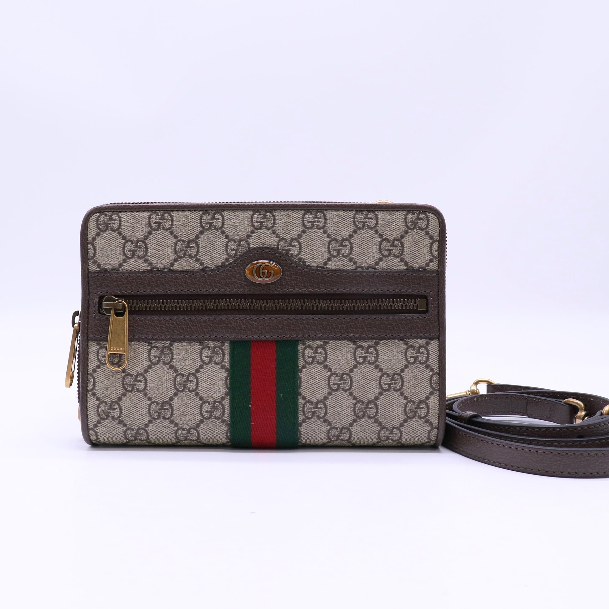 Gucci GG Supreme Monogram Web Ophidia Double Zip Shoulder Bag Beige New Acero twins LDJ4511