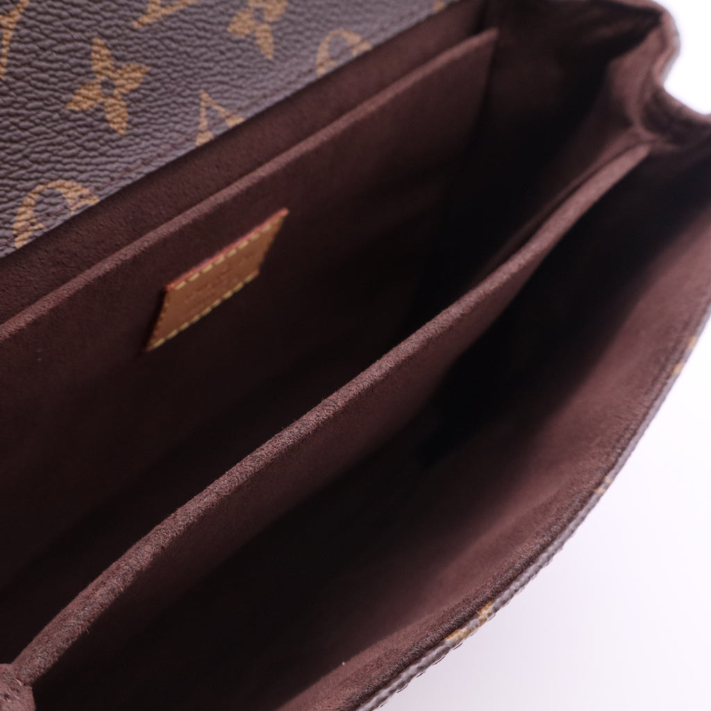 Brown Coated Canvas Monogram Pochette Metis twins