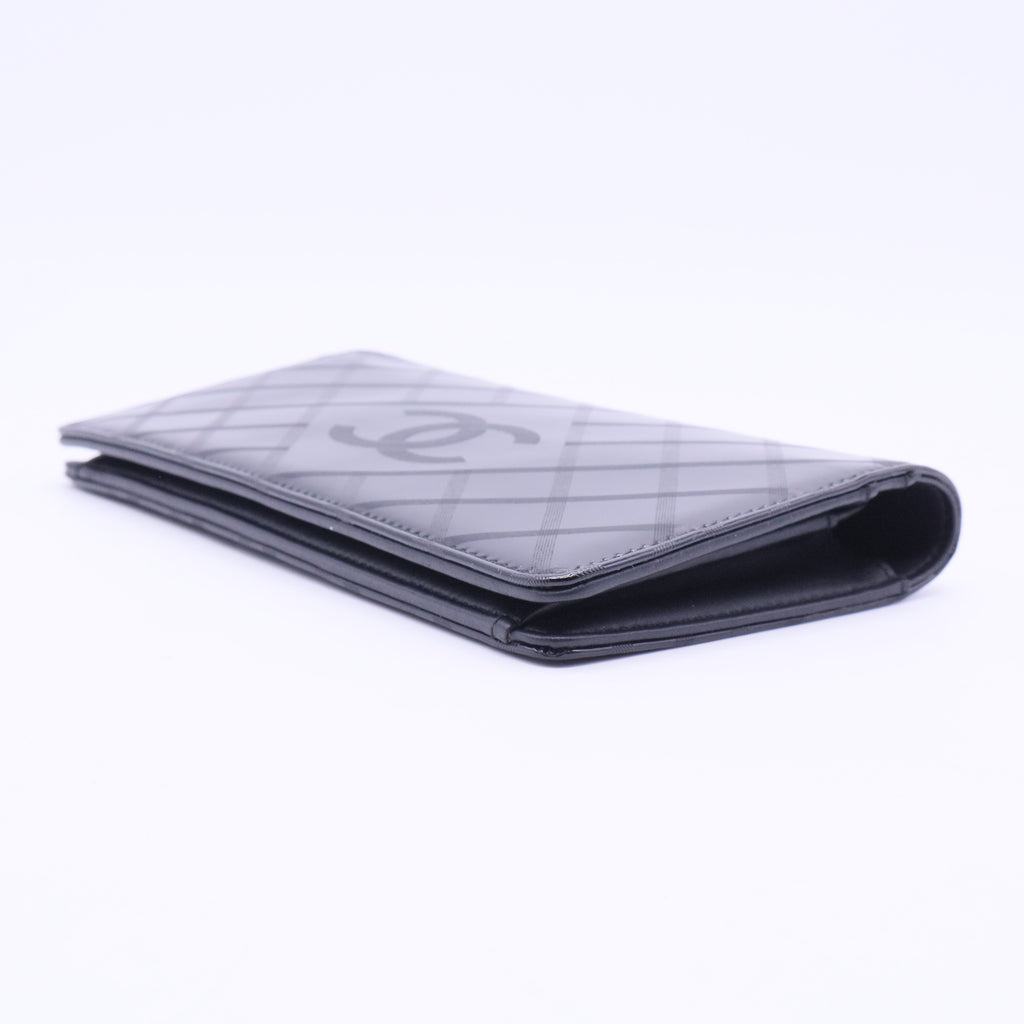 patent quilted long flap wallet