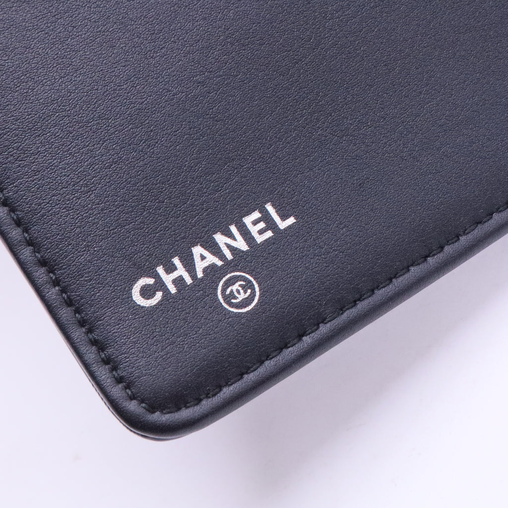 patent quilted long flap wallet