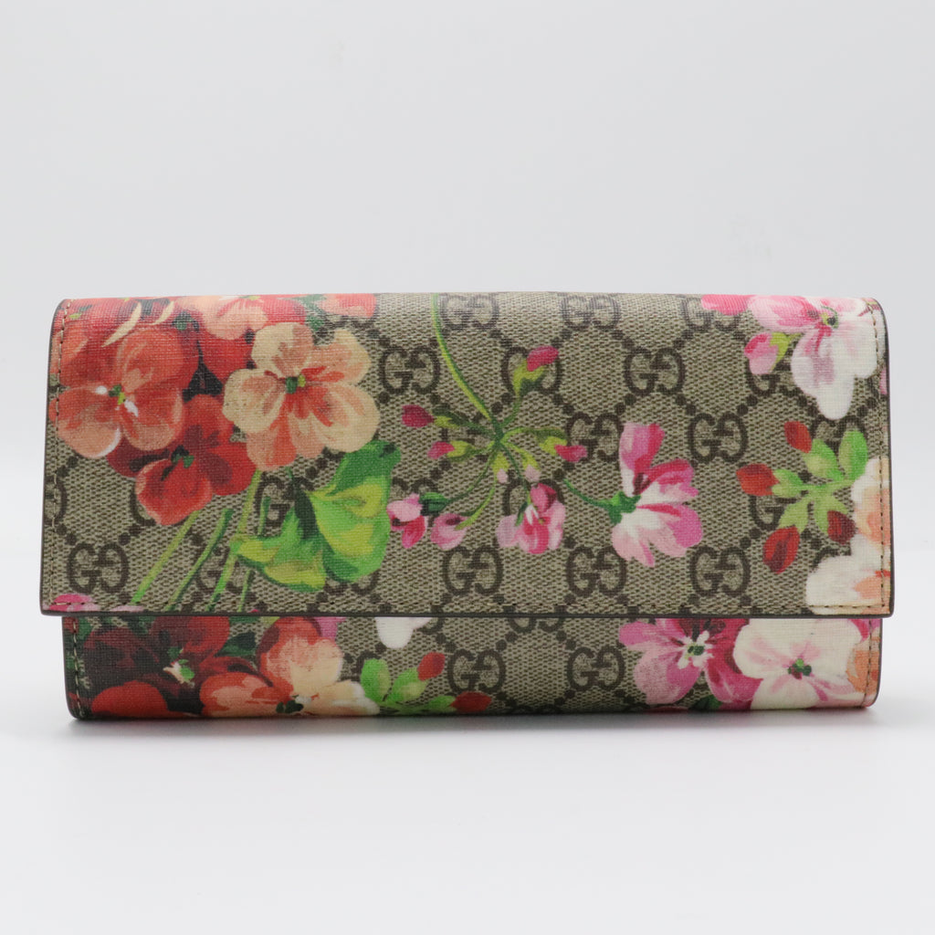 Continental Wallet Blooms Print GG Coated Canvas