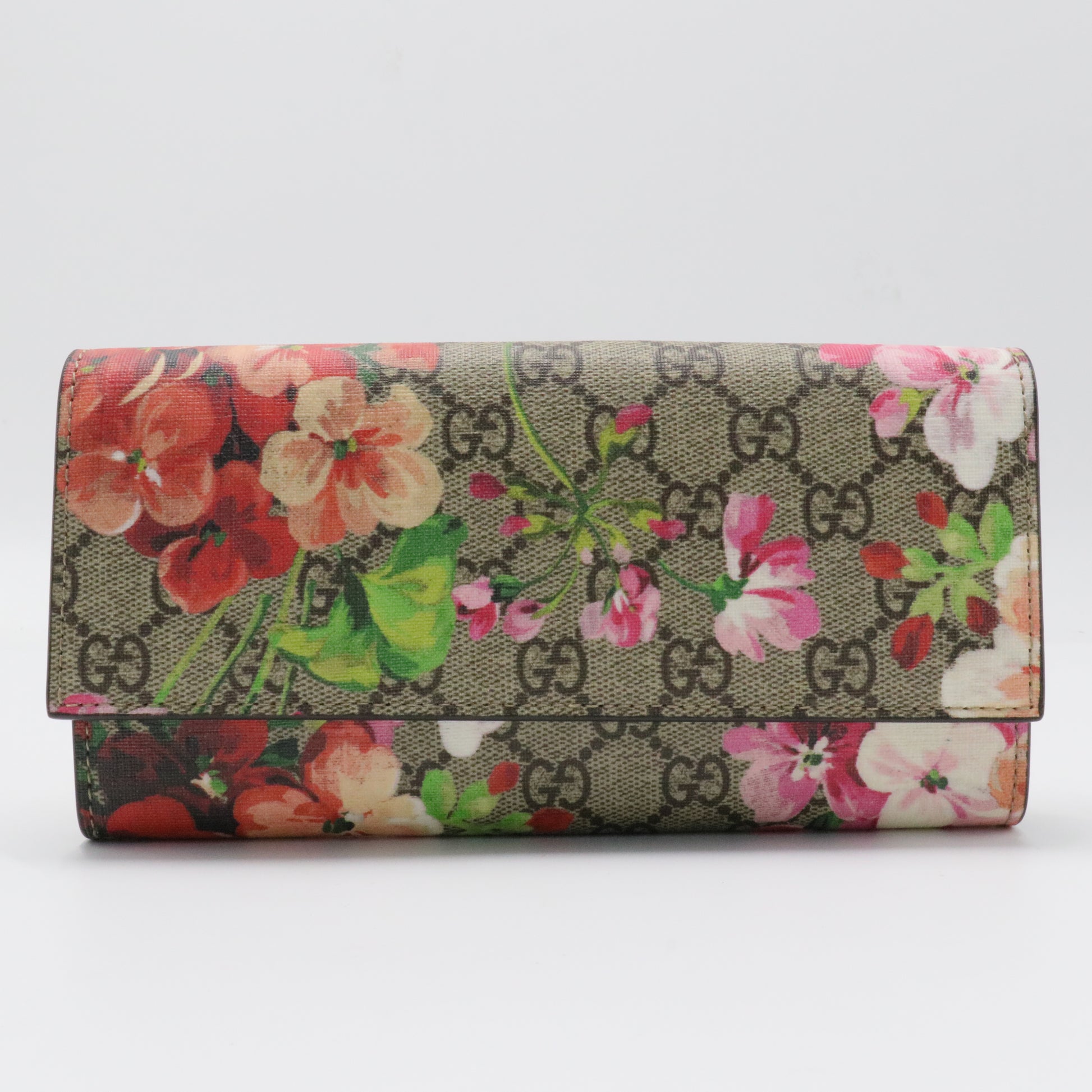 Continental Wallet Blooms Print GG Coated Canvas