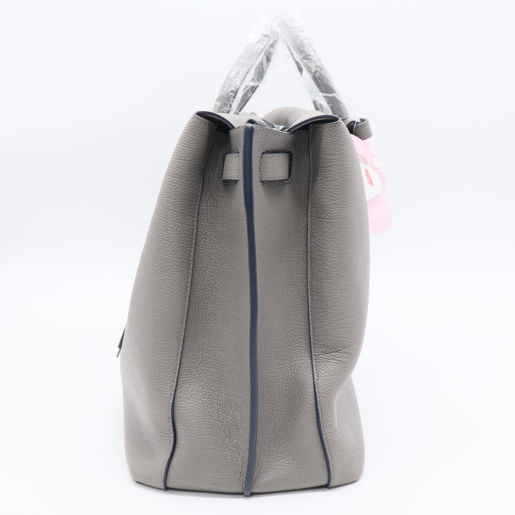 MCM Grained Calfskin Large Milla Tote Arch Grey TWins